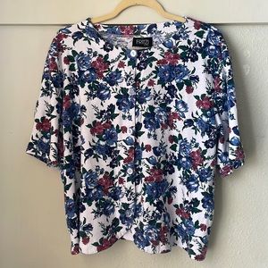 Vintage Fritzi short sleeve floral button down blouse